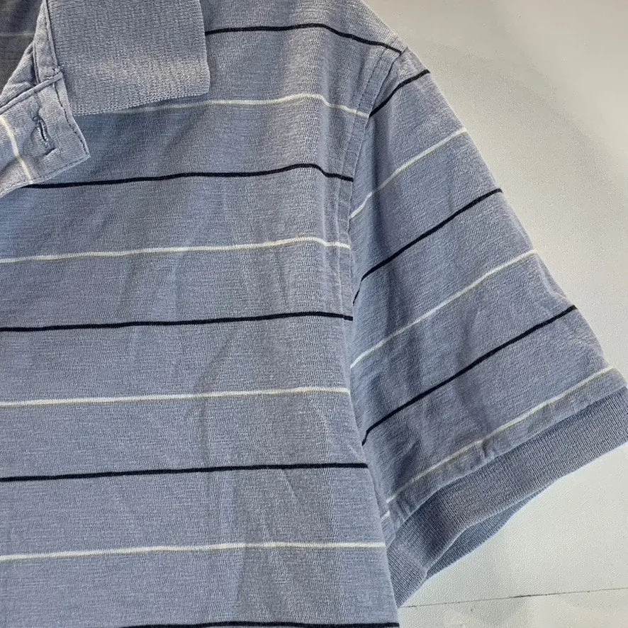 J. CREW Men's Blue Striped Cotton Slub Short Sleeve Polo Shirt SZ M
