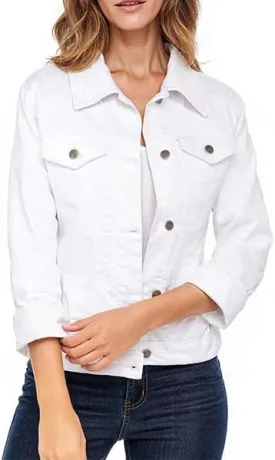 Juicy Trendz Women Relaxed Fit Denim jacket Button UP Lightweight Long Sleeve Ladies Stretch Trucker Jean Jackets