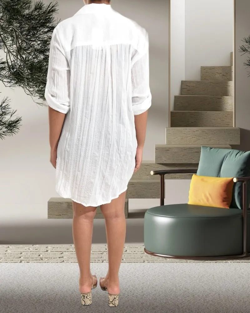 Ladies Cream White  Shirt Dress