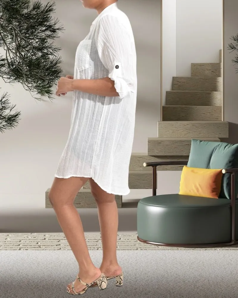 Ladies Cream White  Shirt Dress
