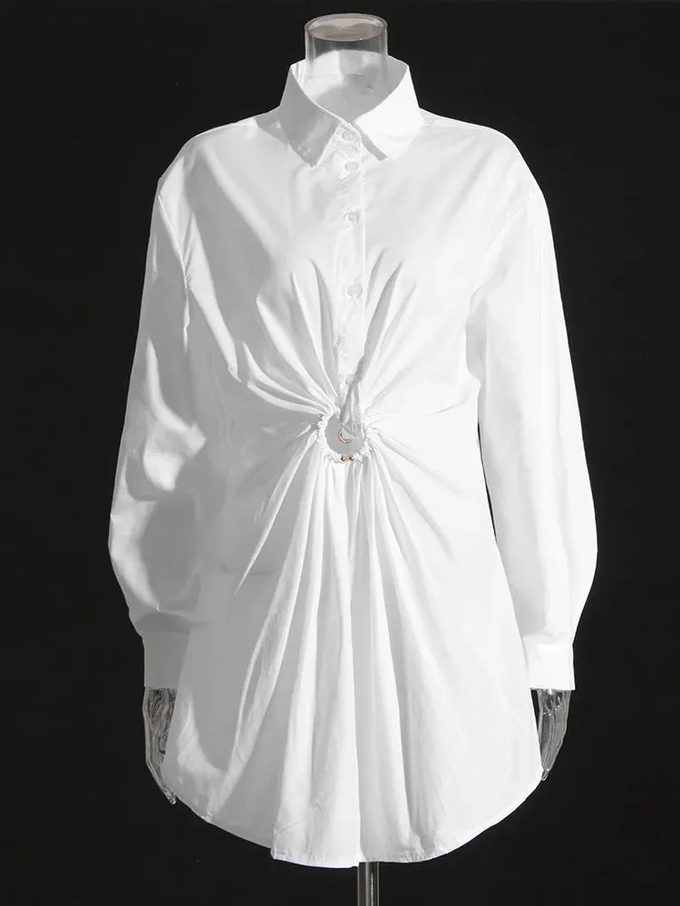 Long Sleeve Hollow out Tunic Minimalist Dress
