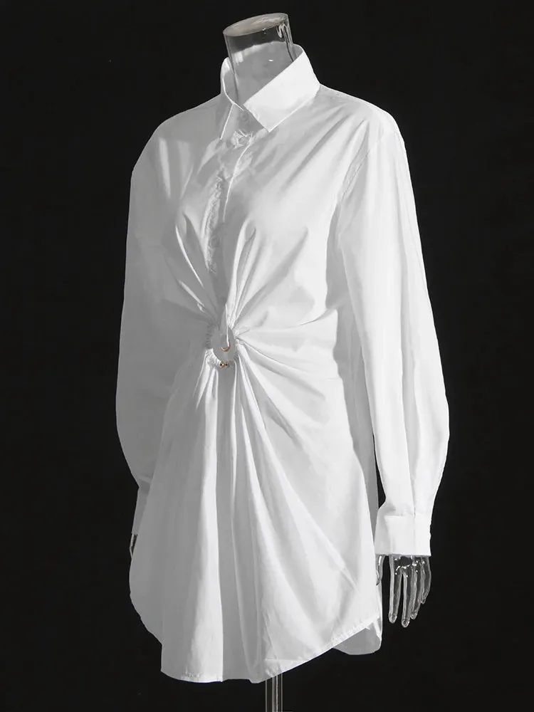 Long Sleeve Hollow out Tunic Minimalist Dress