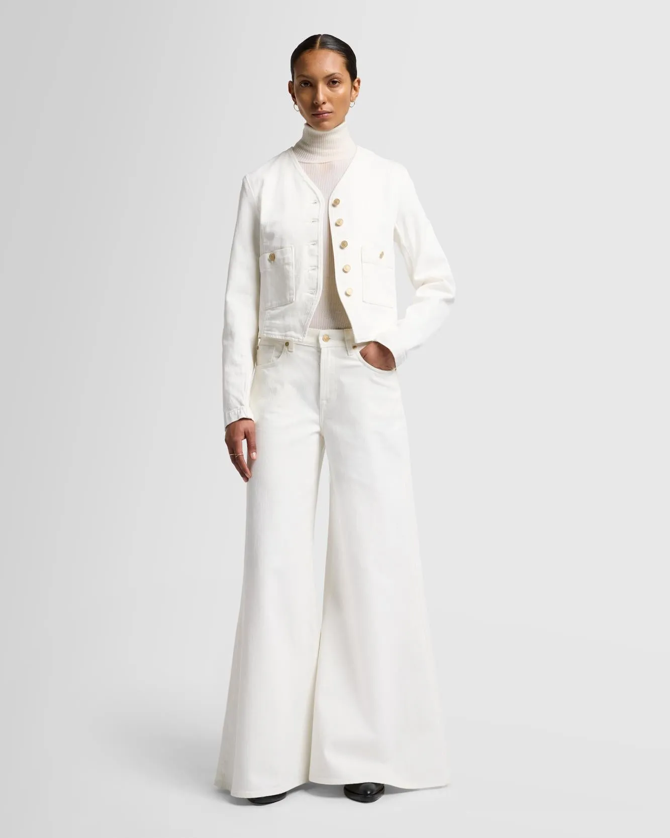 MANKIND Collarless Jacket in Vintage White
