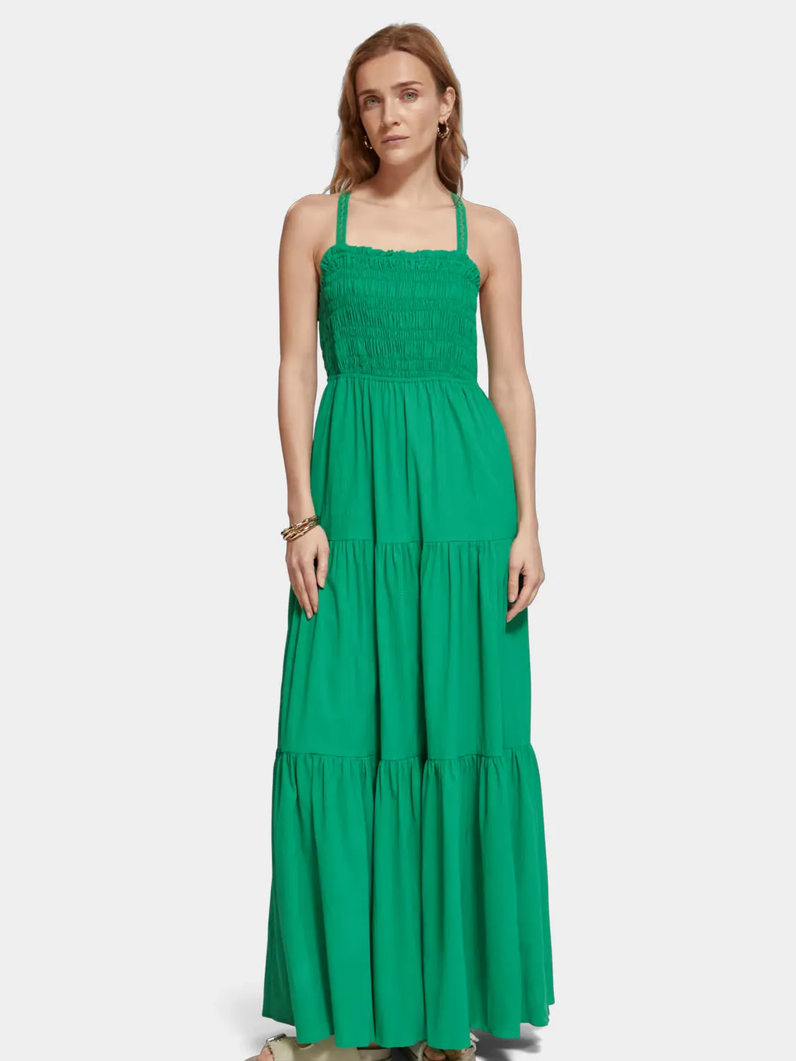Maxi dress with smock detail