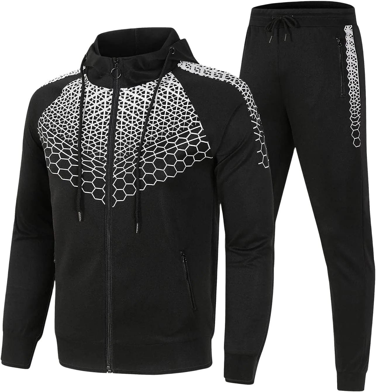Mens 2 Piece Hoodie Tracksuits, Jogging Activewear Sets Long Sleeve Athletic Hoodies and Matching Sweatsuits
