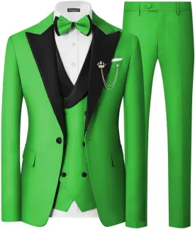 Mens 3 Piece Tuxedo Suit Slim Fit Wedding Prom Dinner Tuxedo for Men Double Breasted Suits Set with Bow Tie