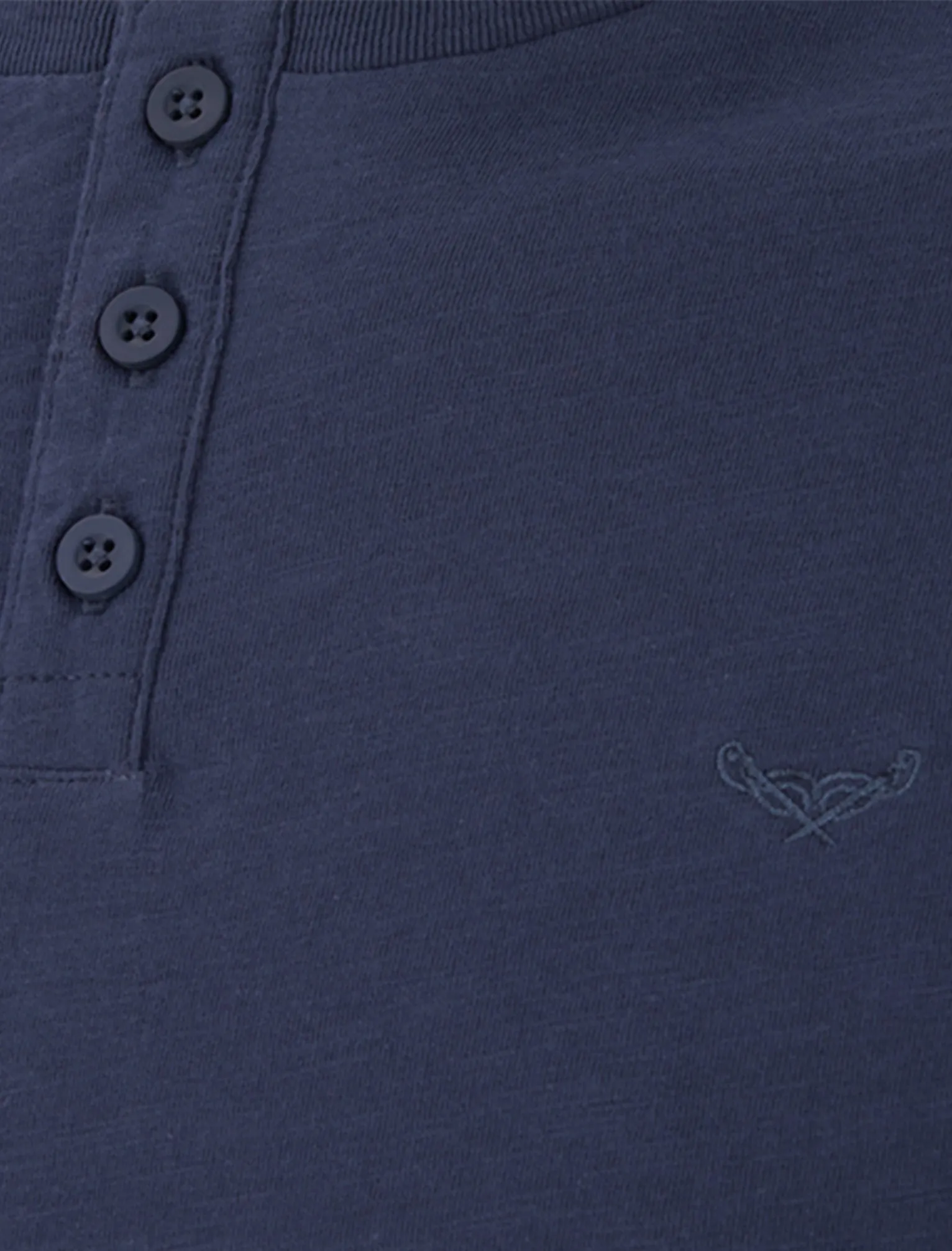 Mens Cody Slub Granddad Style T-Shirt in Navy