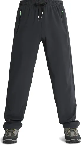 Men's Lightweight Joggers Pants Quick Dry Hiking Pants for Running Sports Gym Zipper Pockets