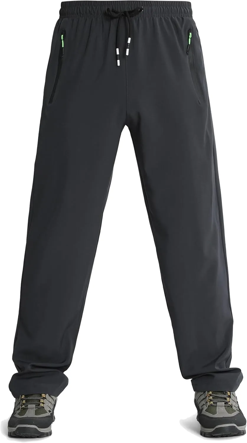 Men's Lightweight Joggers Pants Quick Dry Hiking Pants for Running Sports Gym Zipper Pockets