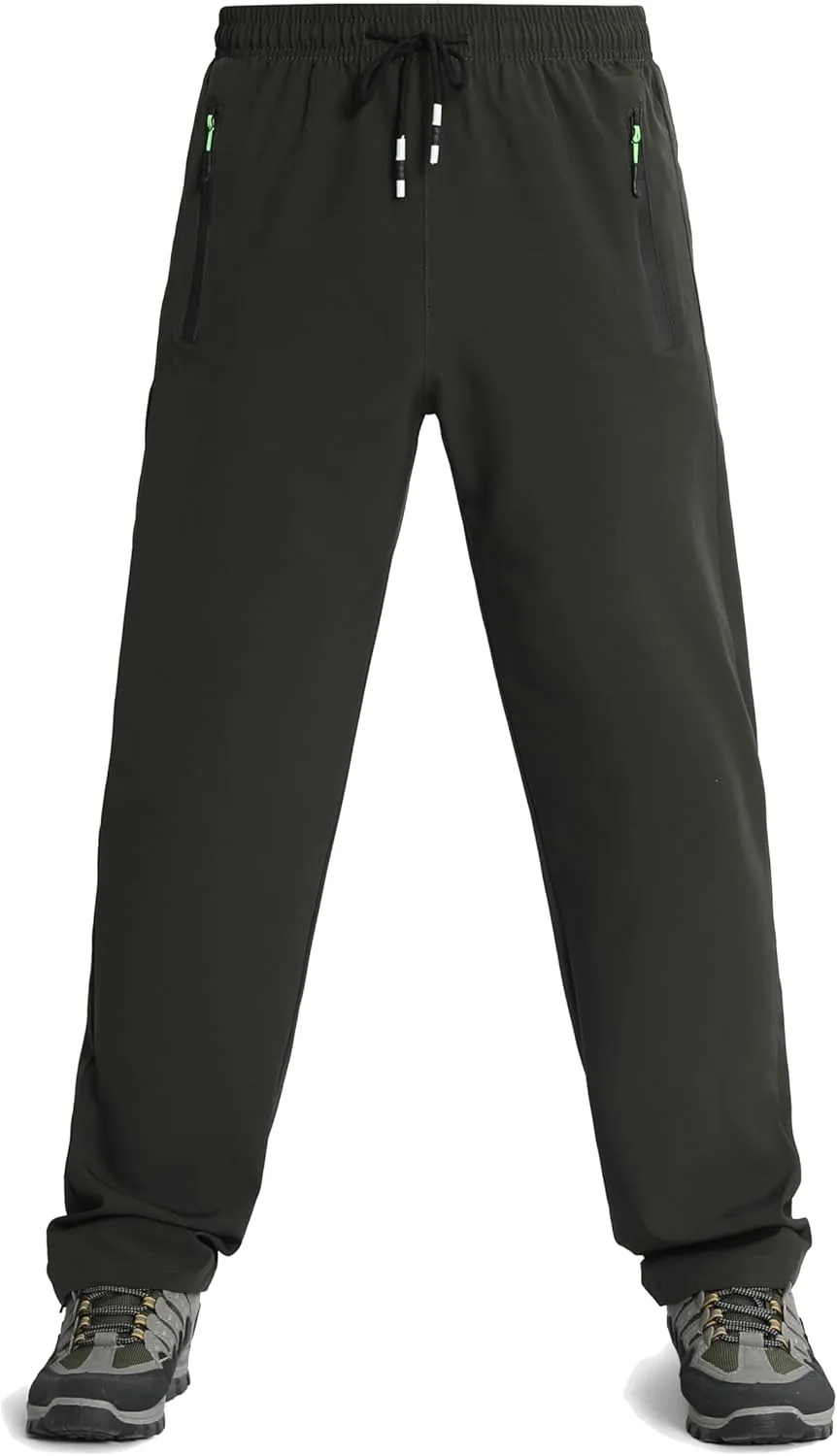 Men's Lightweight Joggers Pants Quick Dry Hiking Pants for Running Sports Gym Zipper Pockets