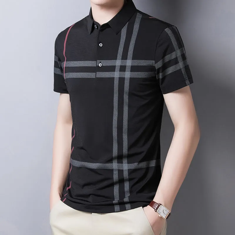 Men's Striped Polo Short Sleeve Slim Fit T-shirt - GlamzLife