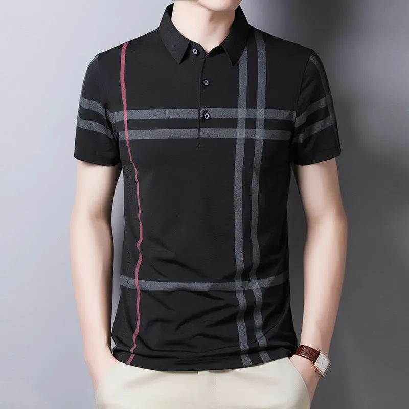 Men's Striped Polo Short Sleeve Slim Fit T-shirt - GlamzLife