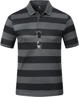 MoFiz Men's Athletic Polo Shirts Lightweight Quick Dry Fit Polo Golf Summer Camo/Stripe T-Shirts for Mens