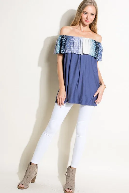 OMBRE TIE DYE OFF SHOULDER TOP