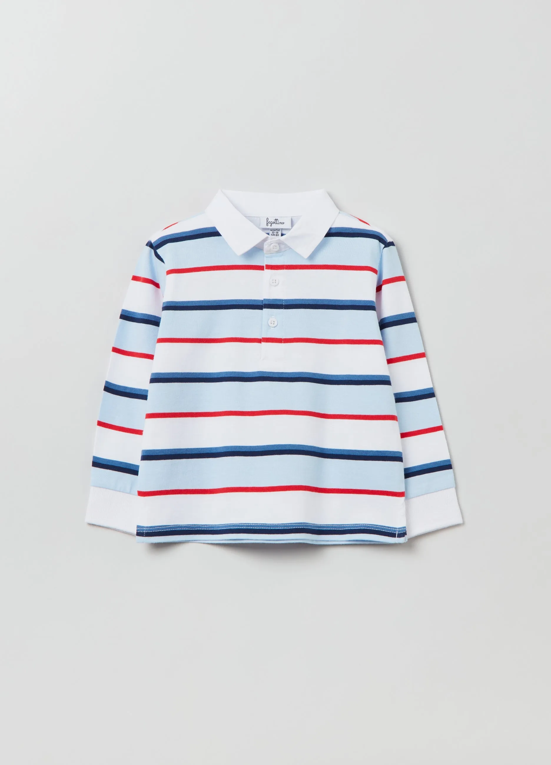 OVS Kids Boy Yarn-Dyed Striped Cotton Polo Shirt