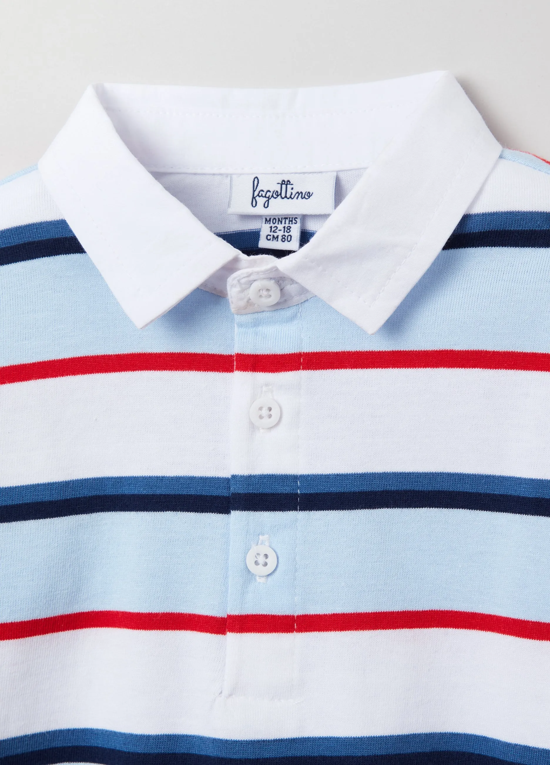 OVS Kids Boy Yarn-Dyed Striped Cotton Polo Shirt