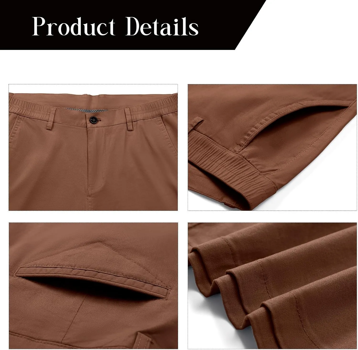Oymyakon Men's Stretch Chino Short Slim Fit 10" Inseam Flat Front Shorts Summer Cotton Casual Shorts with Pocket