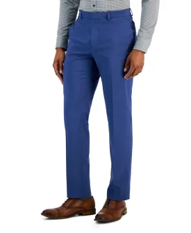 Perry Ellis Portfolio Men's Slim Fit Tonal Windowpane Dress Pants Blue 34 x 32