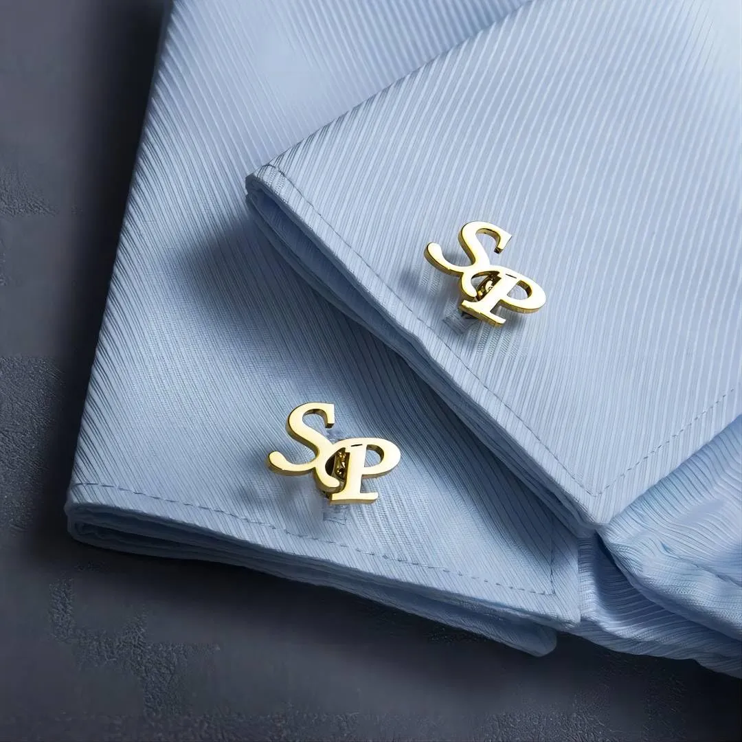Personalized Initial Name Cufflinks for Men, Custom Stainless Steel Monogrammed Cuff links Wedding Groomsman Gift for Men Wedding Party Business Shirt Tuxedo Gift for Dad Husband Boyfriend