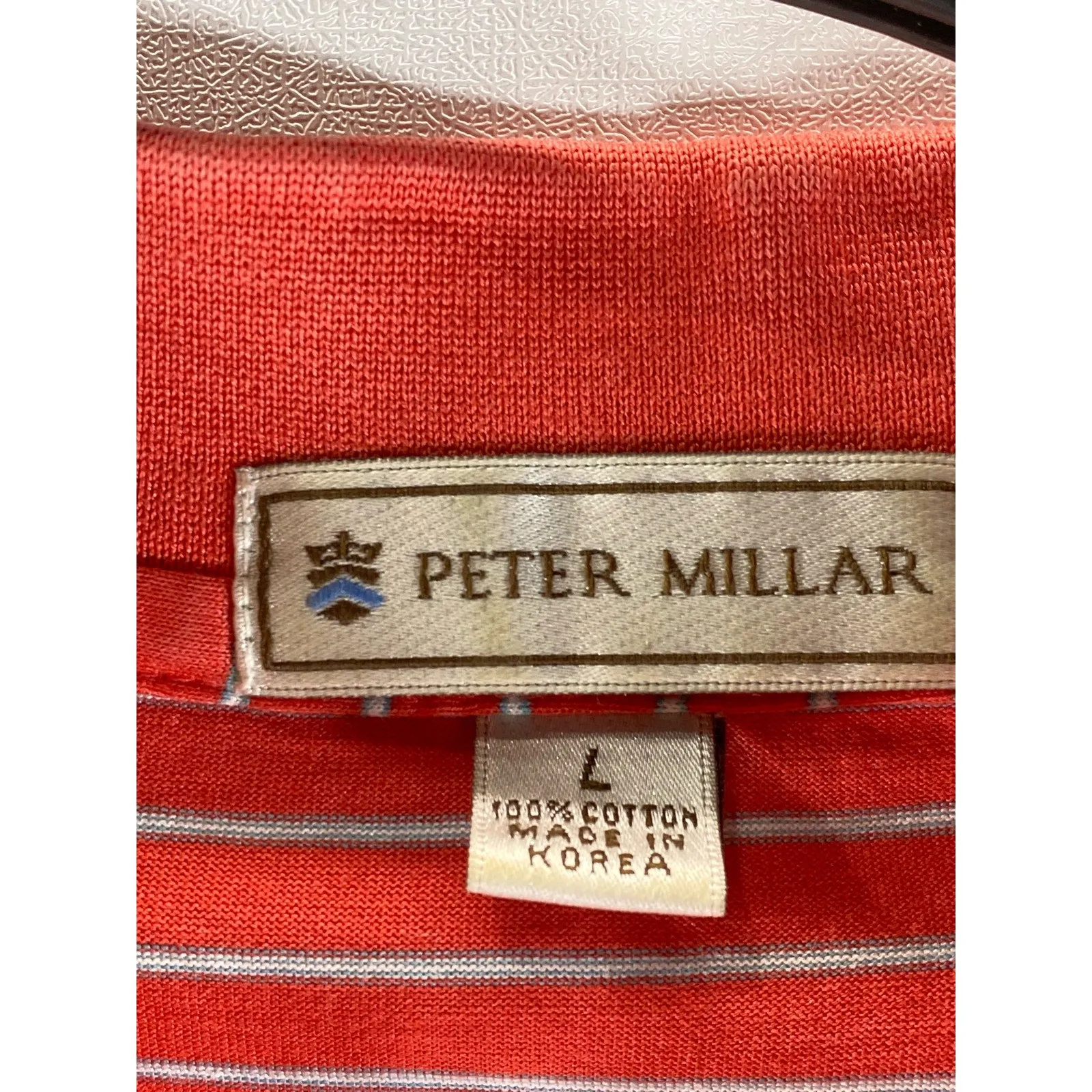 PETER MILLAR Men's Red Desert Mountain Striped Short Sleeve Regular-Fit Polo SZL