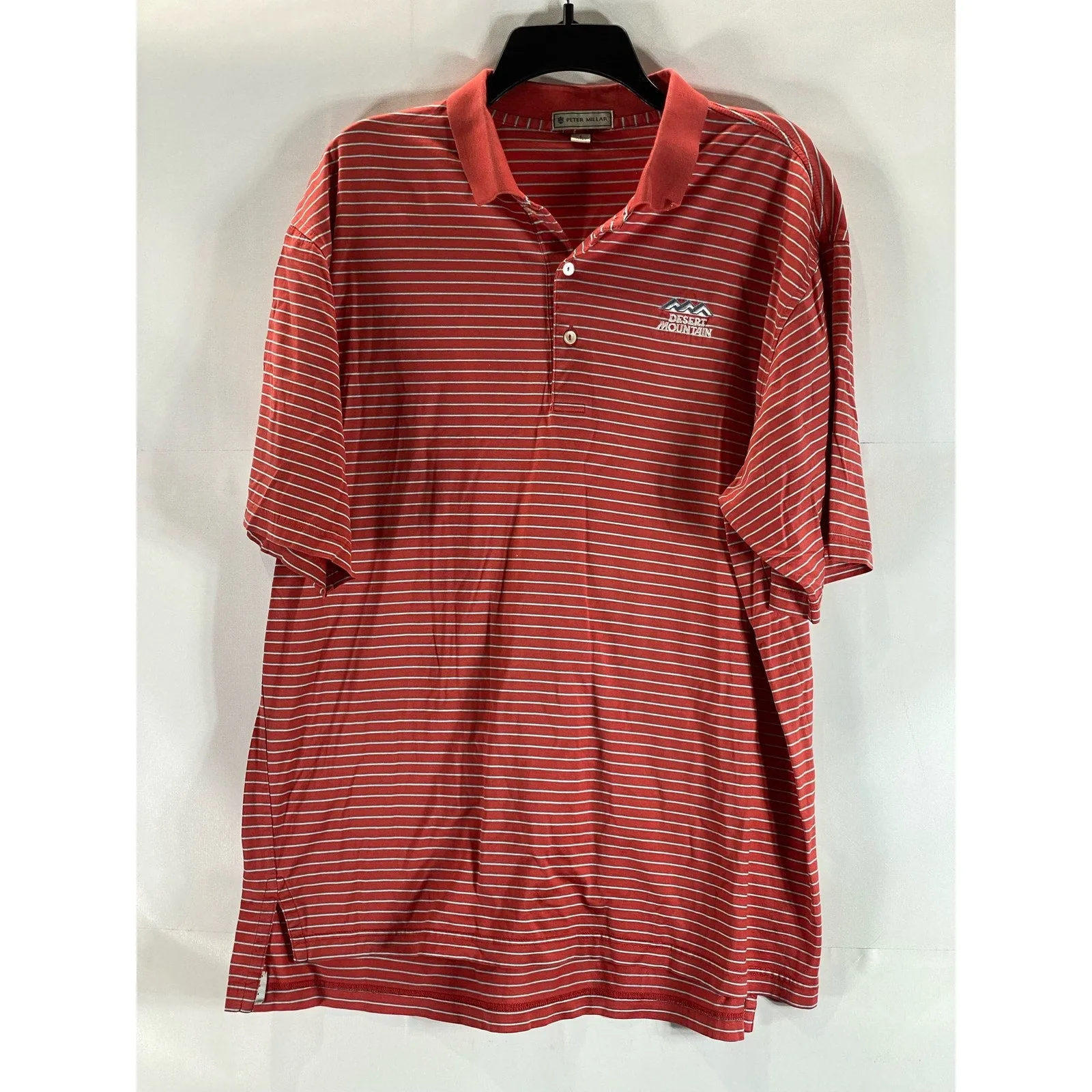 PETER MILLAR Men's Red Desert Mountain Striped Short Sleeve Regular-Fit Polo SZL
