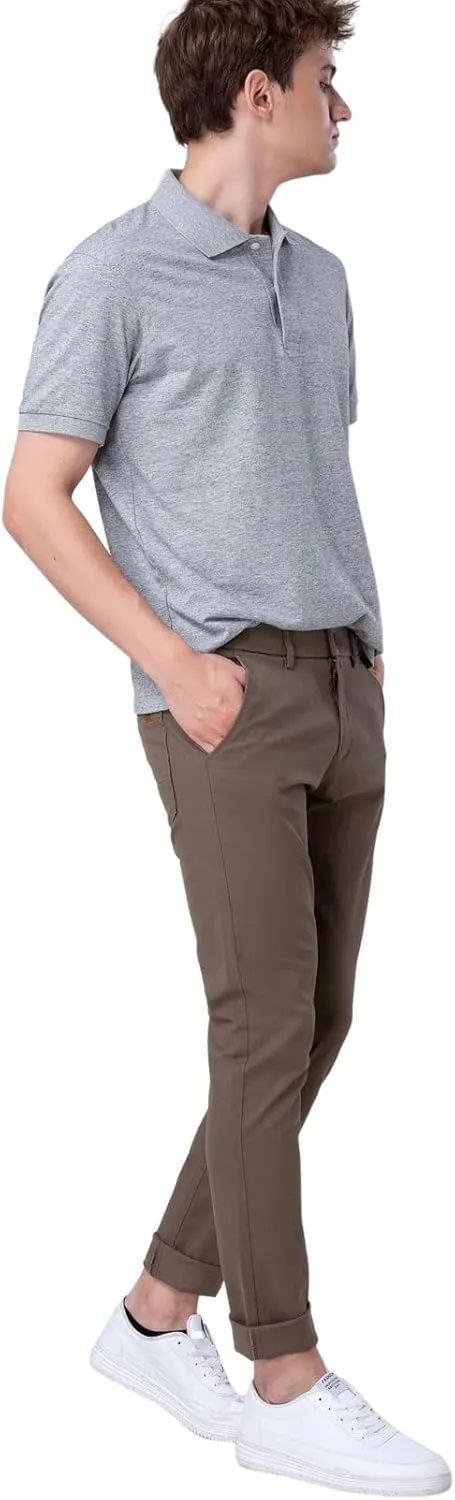 Plaid&Plain Men's Skinny Stretchy Khaki Pants Colored Pants Slim Fit Slacks Tapered Trousers