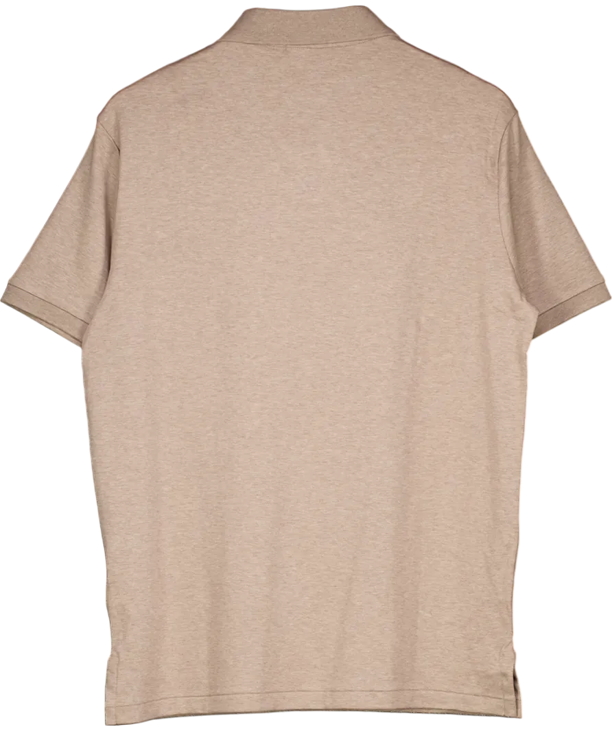 Polo Ralph Lauren beige Cotton Embroidered Logo Polo Shirt UK L