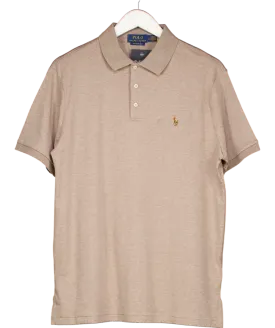Polo Ralph Lauren beige Cotton Embroidered Logo Polo Shirt UK L
