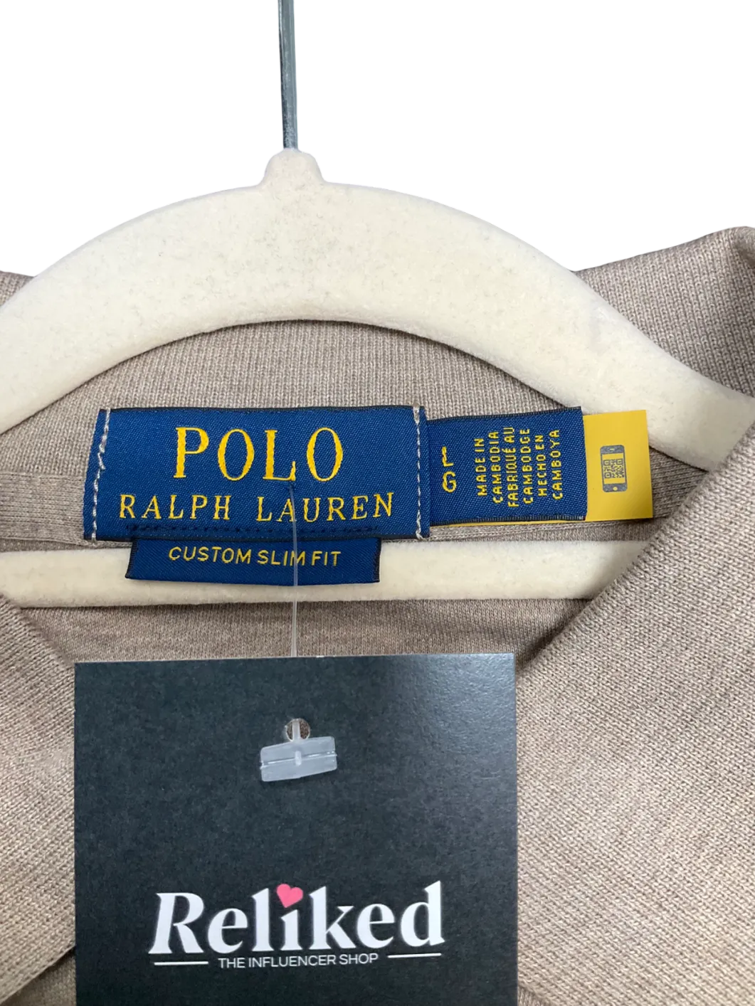 Polo Ralph Lauren beige Cotton Embroidered Logo Polo Shirt UK L