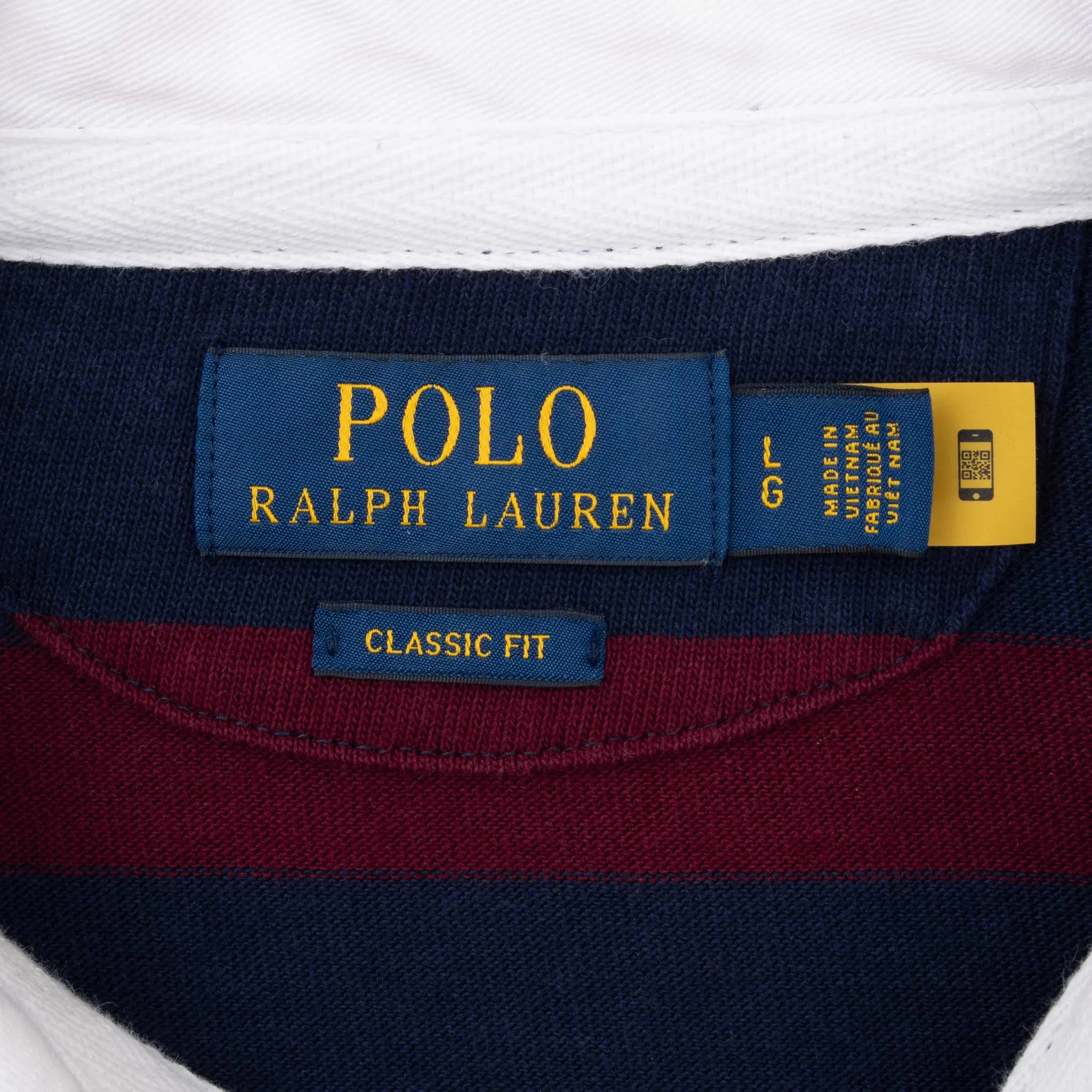 POLO RALPH LAUREN RED & BLUE STRIPED RUGBY POLO SHIRT SIZE LARGE