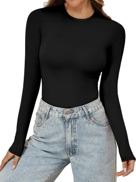 PrettyGuide Women's Long Sleeve Shirts Crew Neck Fall Fashion Basic Tee Undershirt Thermal Tee Shirt