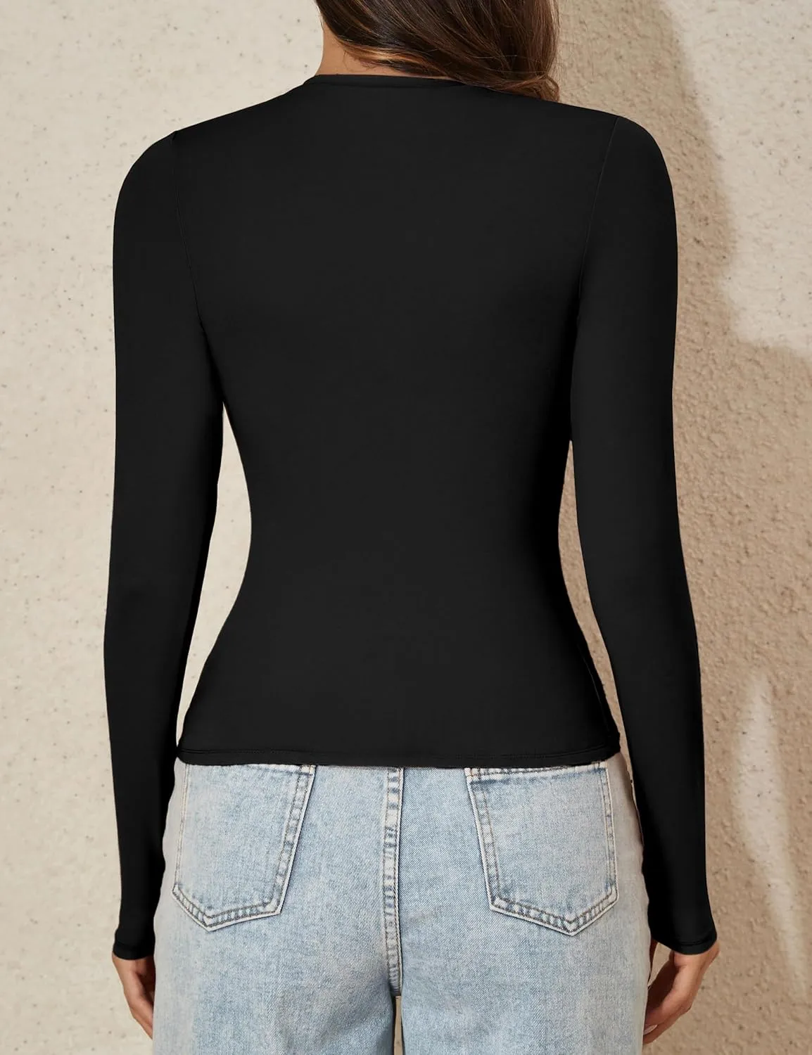 PrettyGuide Women's Long Sleeve Shirts Crew Neck Fall Fashion Basic Tee Undershirt Thermal Tee Shirt