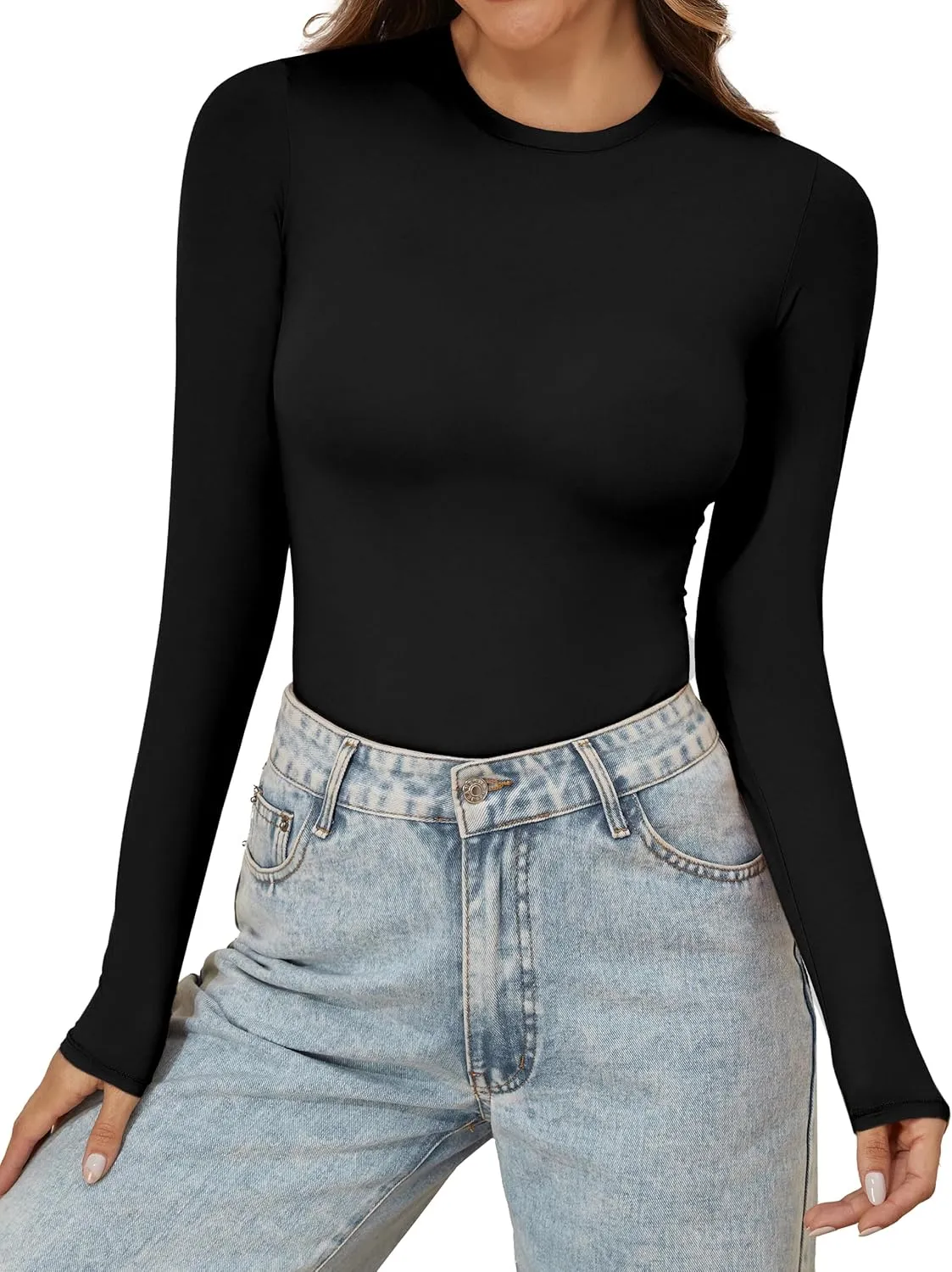 PrettyGuide Women's Long Sleeve Shirts Crew Neck Fall Fashion Basic Tee Undershirt Thermal Tee Shirt