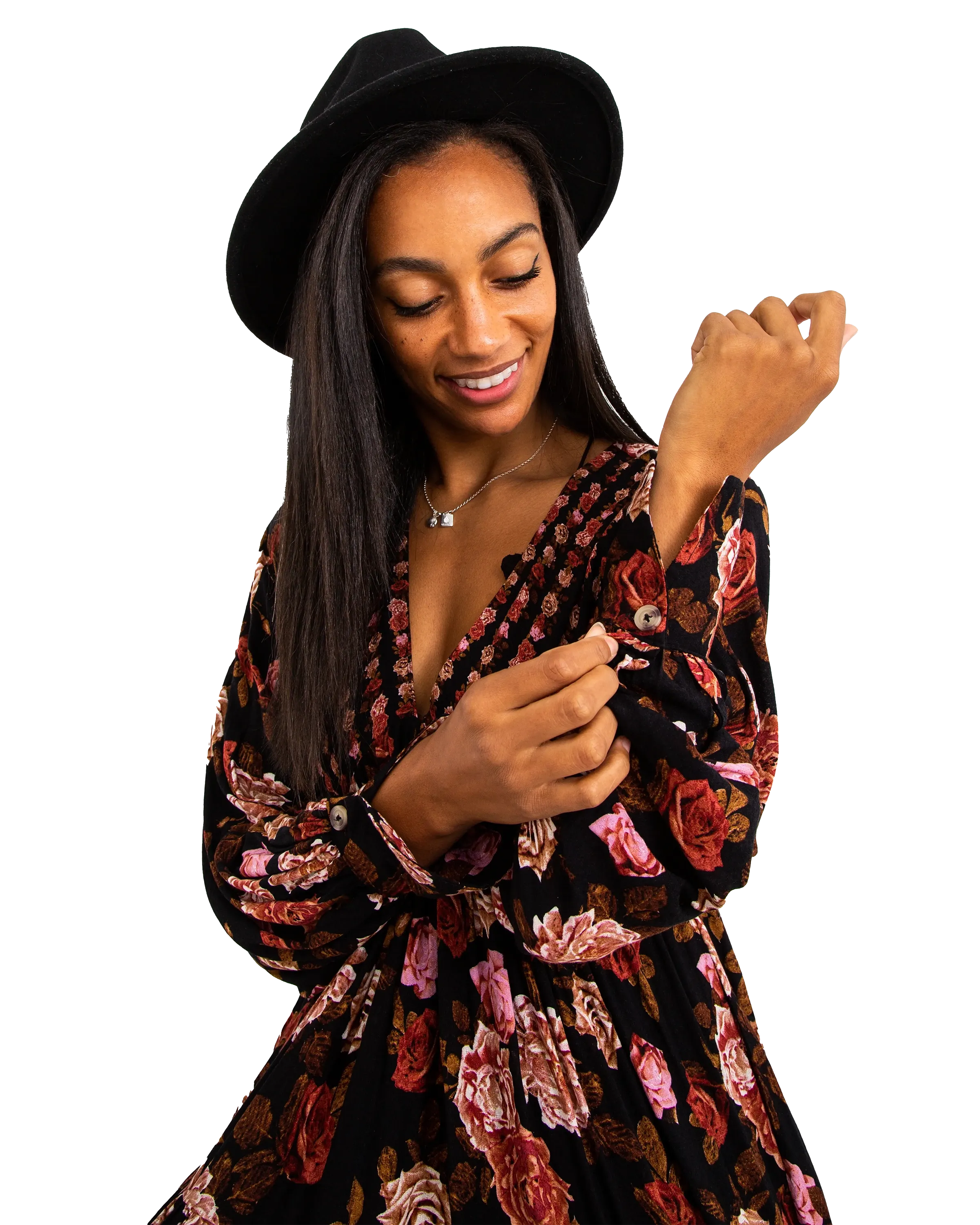 Rows Of Roses Maxi Dress in Black Combo
