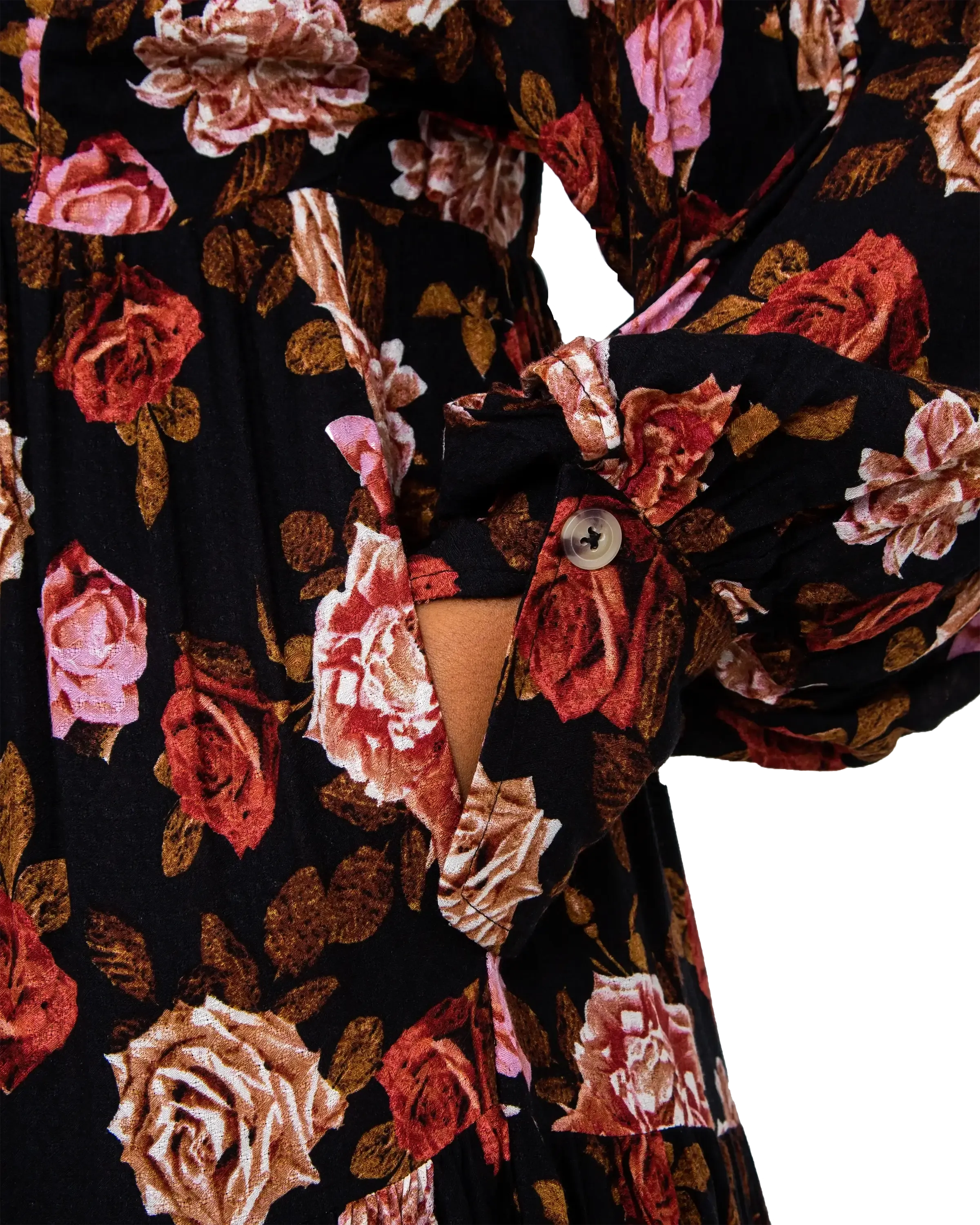Rows Of Roses Maxi Dress in Black Combo
