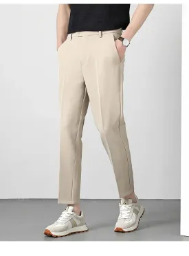 Spring Summer Suit Pants Men Business Smooth Slim Business Office Social