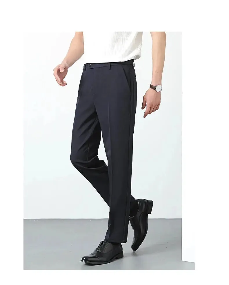 Spring Summer Suit Pants Men Business Smooth Slim Business Office Social