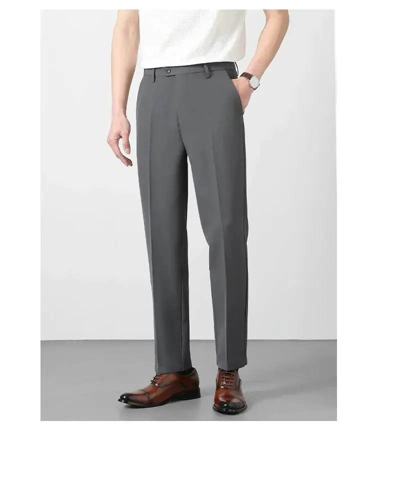 Spring Summer Suit Pants Men Business Smooth Slim Business Office Social