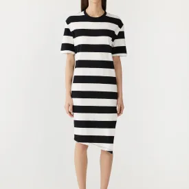 Stripe Side Split s/s dress | black/white stripe