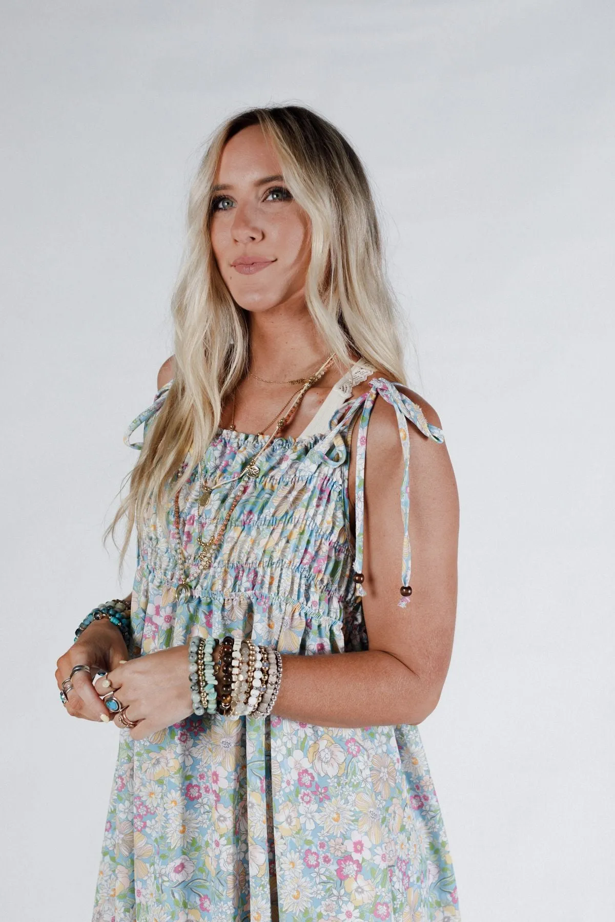 The Nest Bohemian Grace Maxi Dress - Green Floral