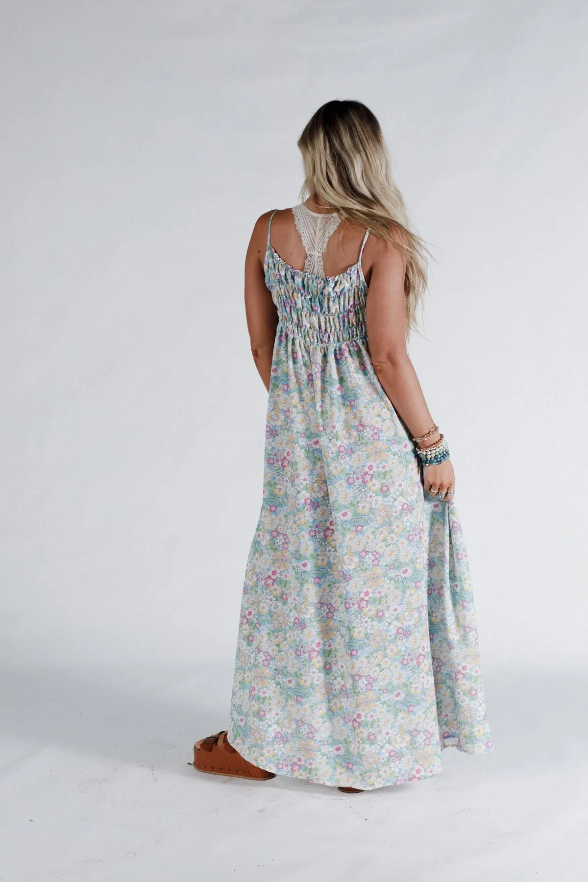The Nest Bohemian Grace Maxi Dress - Green Floral