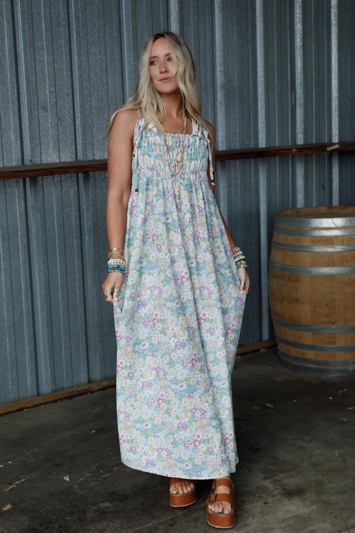 The Nest Bohemian Grace Maxi Dress - Green Floral