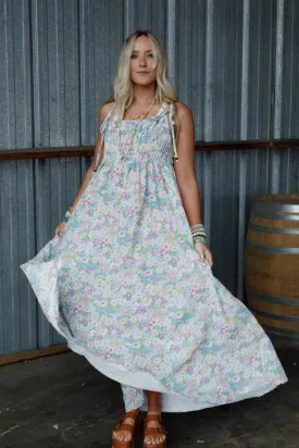 The Nest Bohemian Grace Maxi Dress - Green Floral