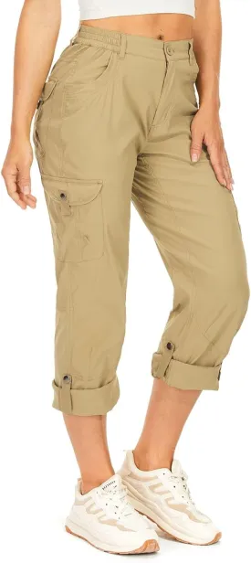Toomett Women's Hiking Cargo Pants convertible Quick Dry UPF50  Waterproof capri Fishing Safari Travel Pants