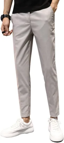 utcoco Men's Cropped Suit Pants Slim-Fit Ankle Length Dress Pants