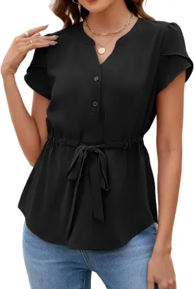 VIMPUNEC Womens Dressy Casual Blouses Summer Trendy Peplum Tops Business Work Button Down Top