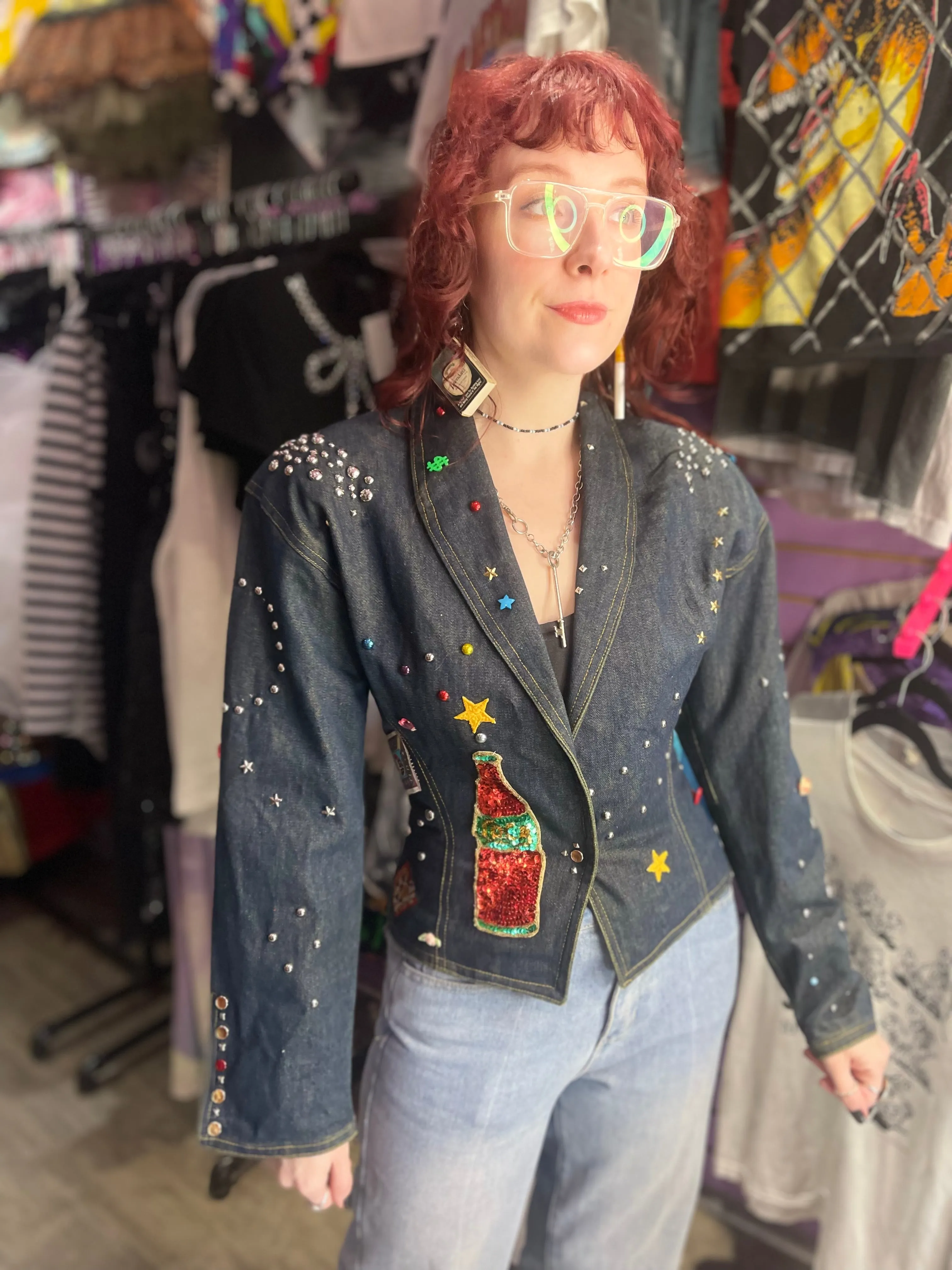 Vintage 90s Studded Bedazzled Fitted Jacket