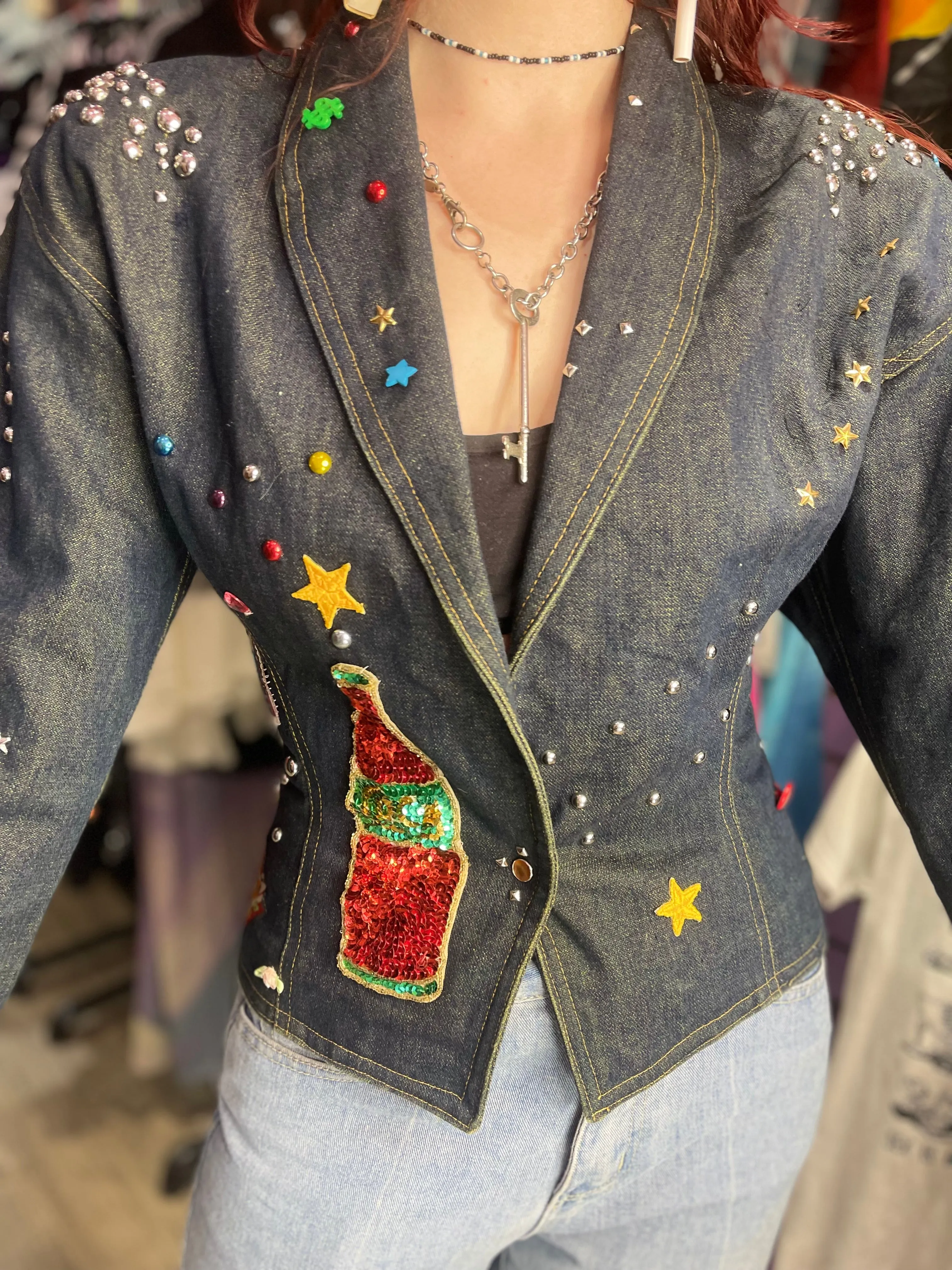 Vintage 90s Studded Bedazzled Fitted Jacket