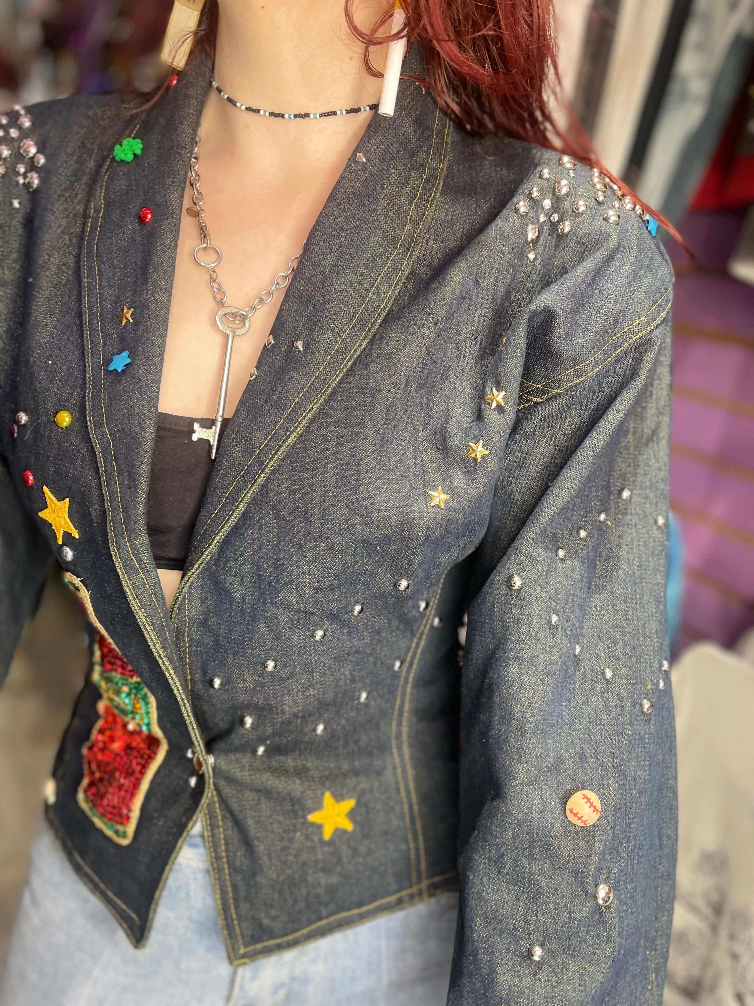 Vintage 90s Studded Bedazzled Fitted Jacket