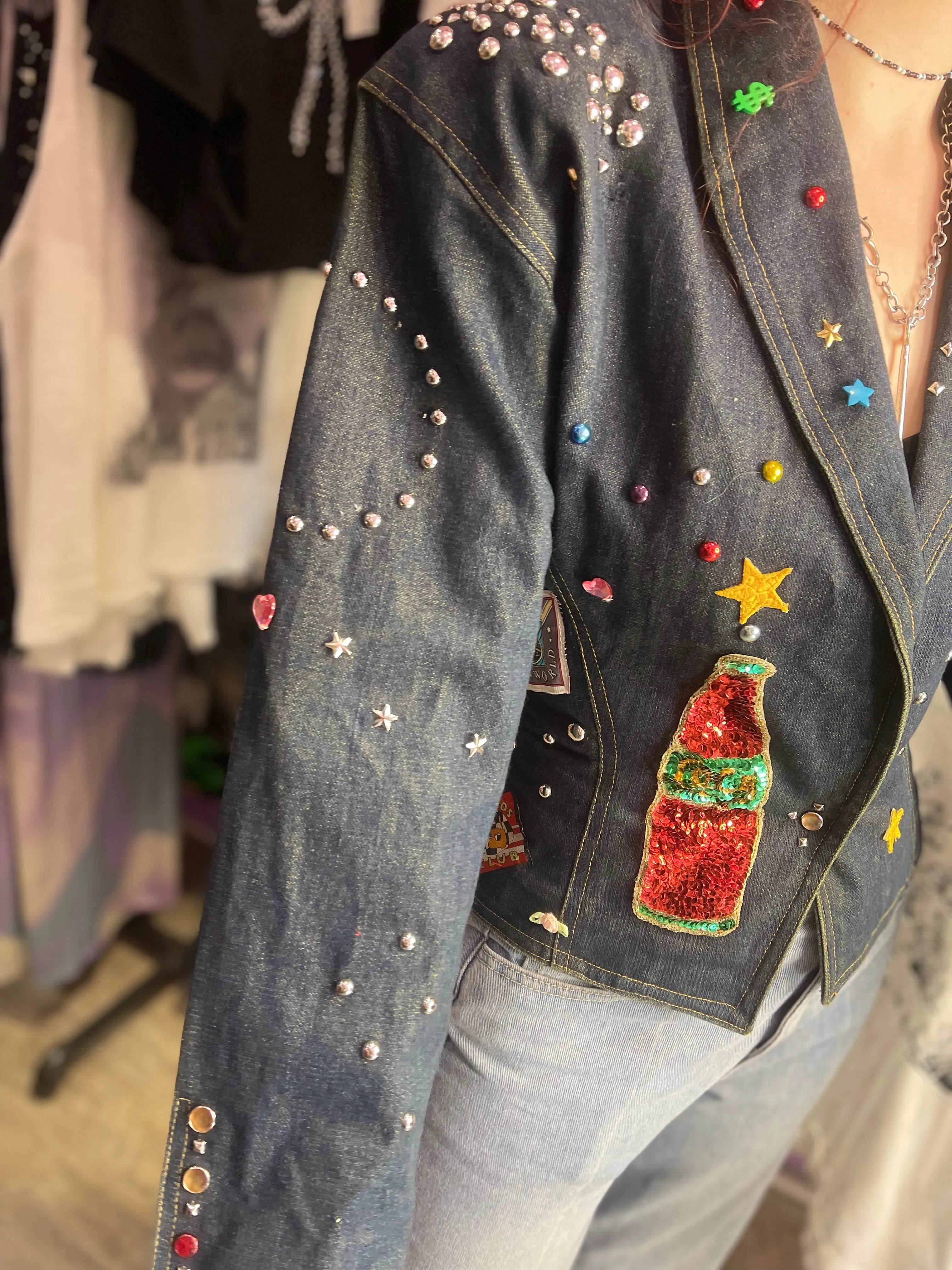 Vintage 90s Studded Bedazzled Fitted Jacket